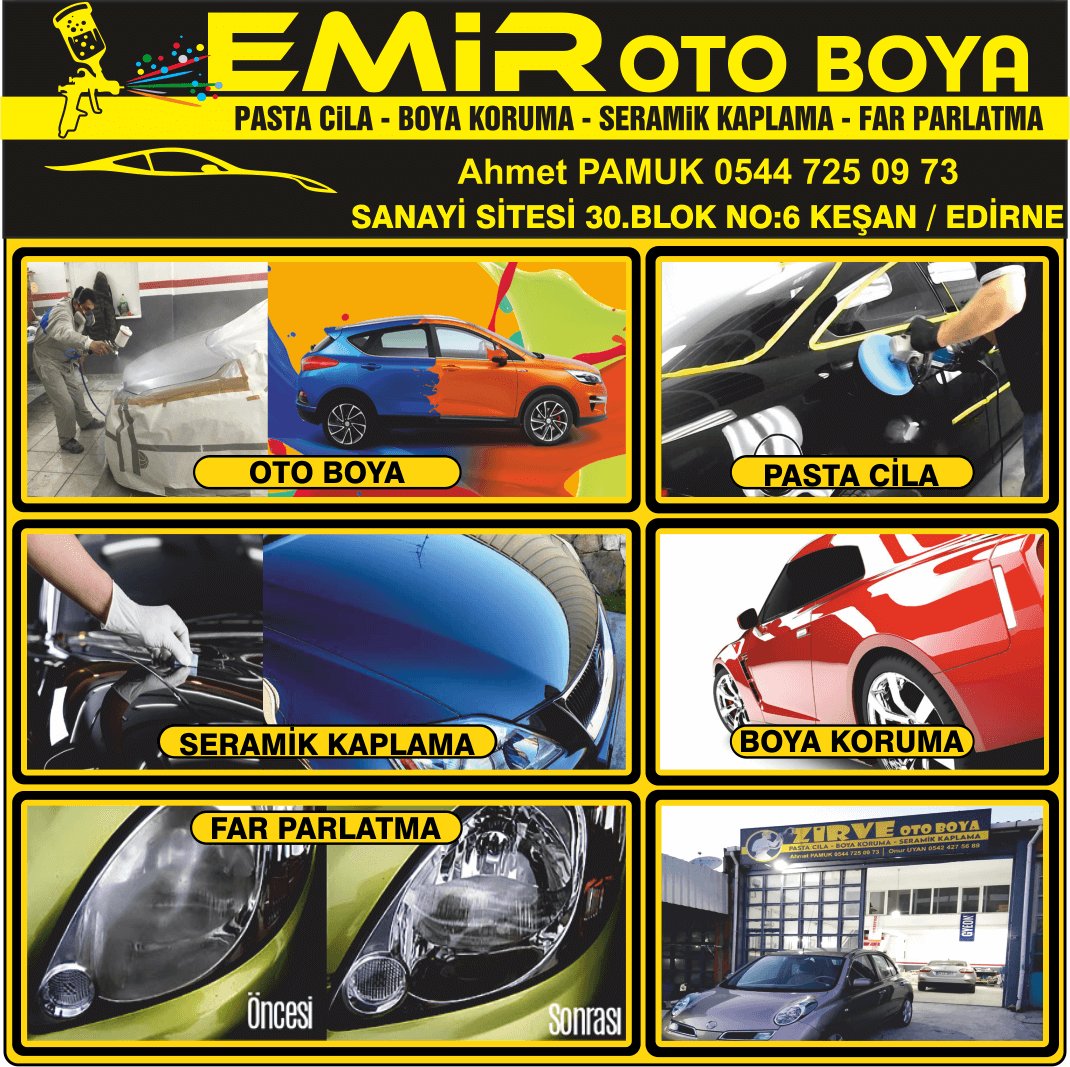 KEŞAN OTO BOYA EMİR SERAMİK KAPLAMA PASTA CİLA FAR PARLATMA