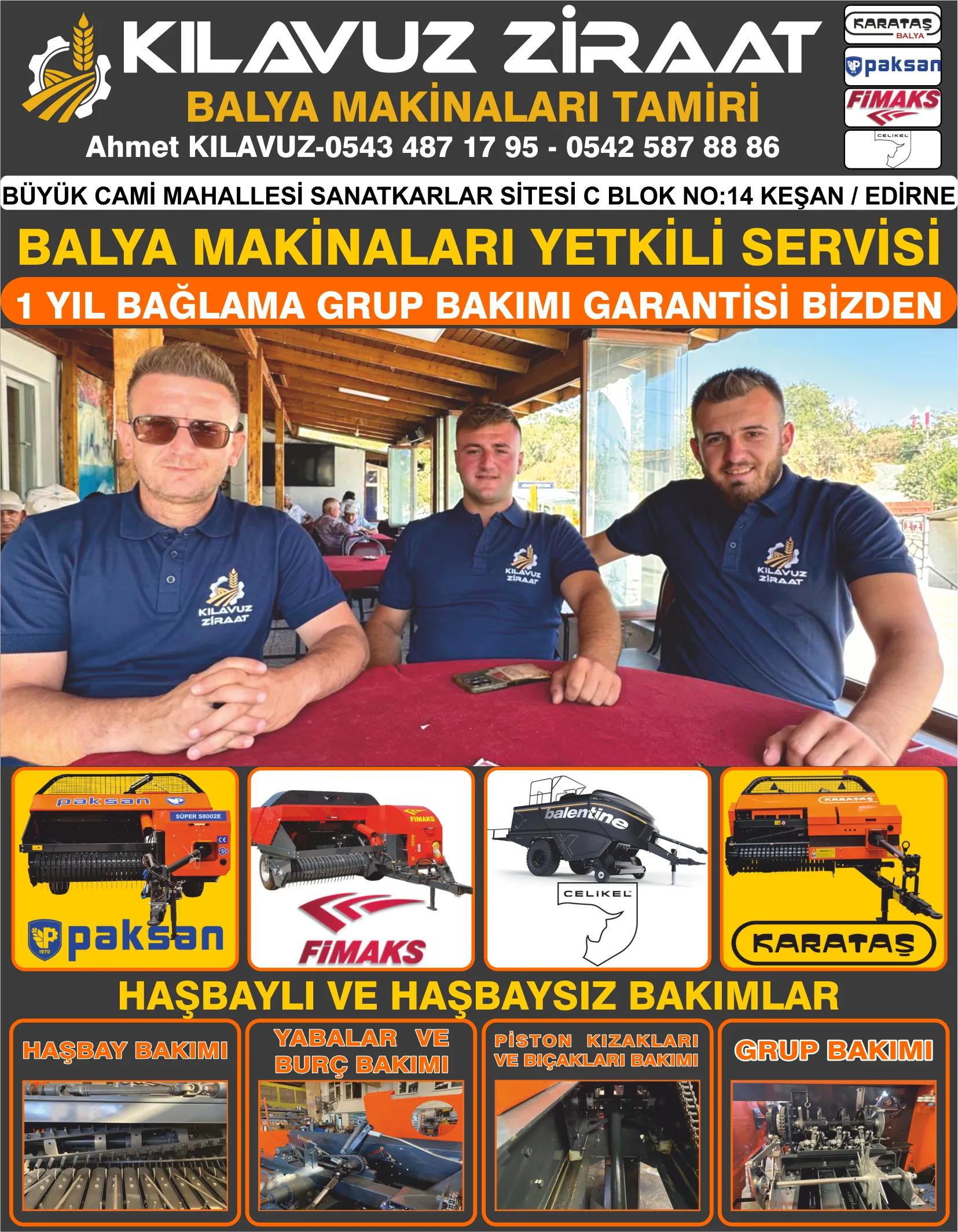 KILAVUZ ZİRAAT BALYA MAKİNALARI TAMİR YETKİLİ SERVİSİ KEŞAN EDİRNE