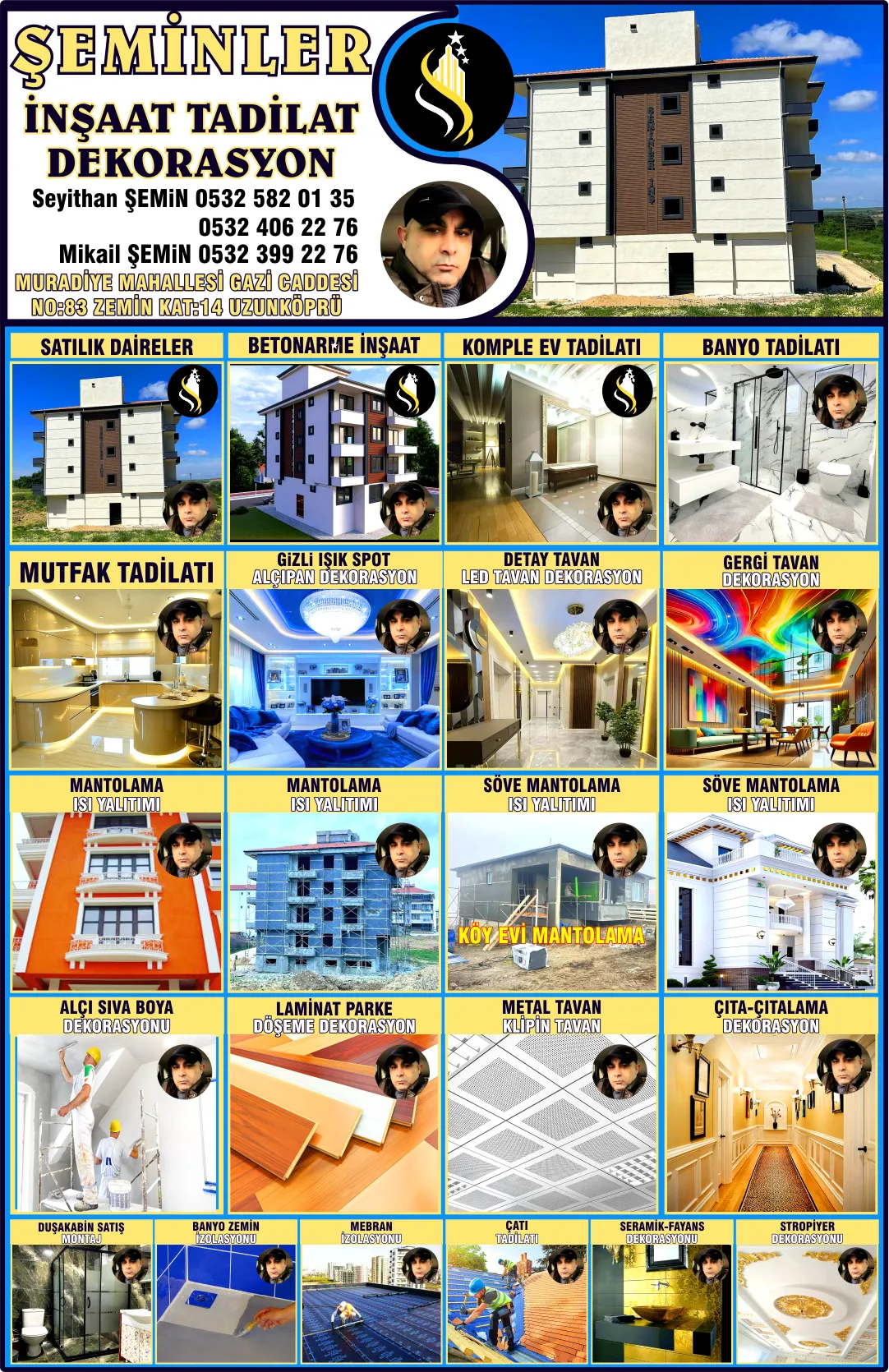 UZUNKÖPRÜ EV TADİLAT ŞEMİNLER İNŞAAT BANYO MUTFAK DEKORASYON