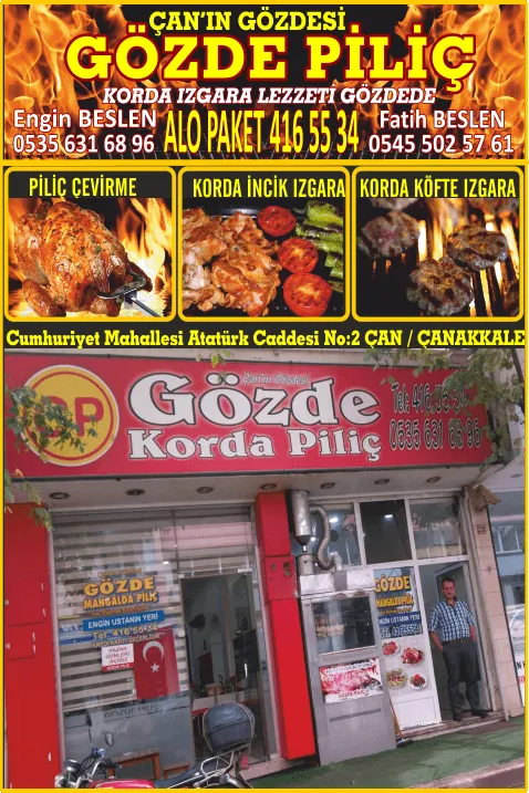 ÇAN KORDA PİLİÇ ÇEVİRME KIZARMIŞ PİLİÇ GÖZDE PİLİÇ ÇEVİRME İNCİK IZGARA ET KÖFTE PİRİNÇ PİLAVI PAÇA TAVUK SUYU MERCİMEK ÇORBASI