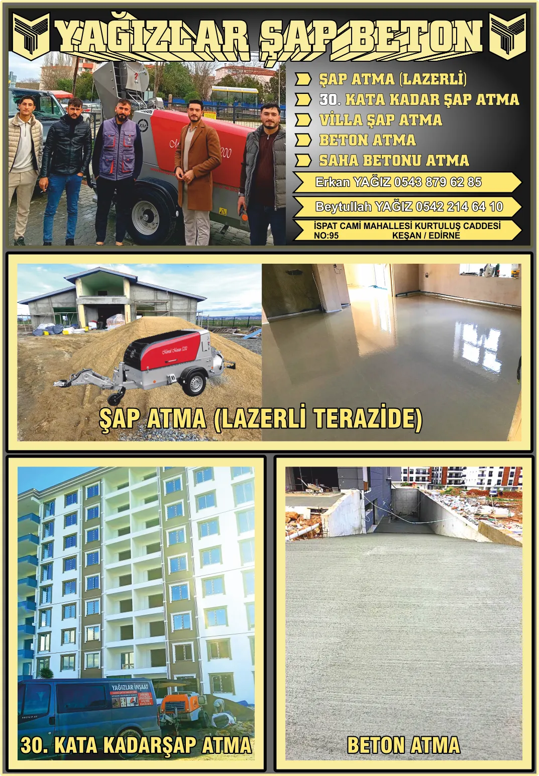 KEŞAN ŞAP ATMA SAHA BETONU DÖKÜMÜ ATMAK YAĞIZLAR İNŞAAT