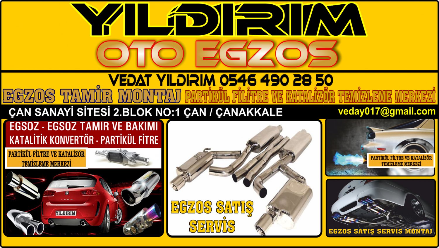 YILDIRIM OTO EGZOS EGZOS TAMİR BAKIM SERVİS KATALİTİK KONVERTÖR TEMİZLEME TAMİR SERVİS ÇAN ÇANKKALE